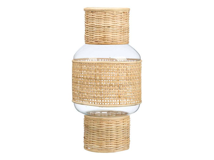 Giftdecor Portavela Forma Grd Vidrio Rattan Transparente Natural 18x38x18 cm (Set de 4) Giftdecor Portavela Forma Grd Vidrio Rattan Transparente Natural 18x38x18 cm (Set de 4)