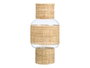 Giftdecor Portavela Forma Grd Vidrio Rattan Transparente Natural 18x38x18 cm (Set de 4)