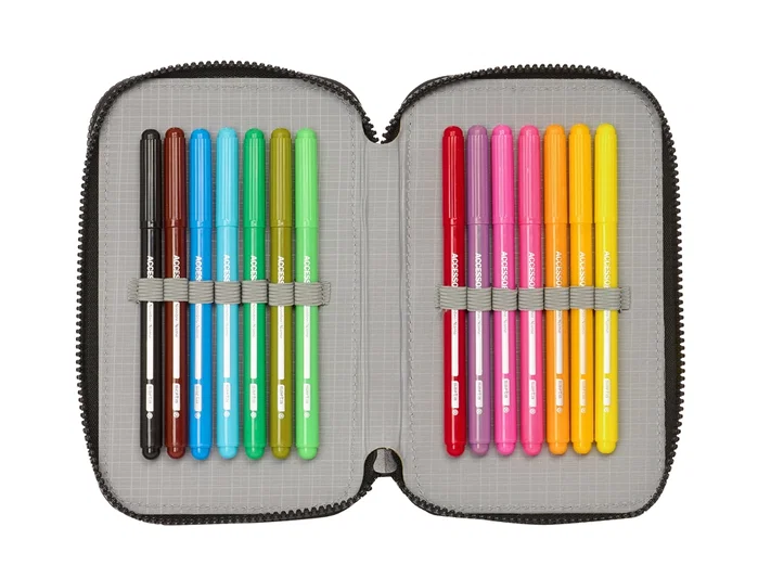 Safta Plumier Paul Frank Join The Fun de doble cremallera con 28 piezas
