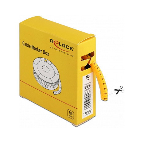 DeLOCK Caja de marcadores de cables Nr: 7, amarillo, 500 unidades