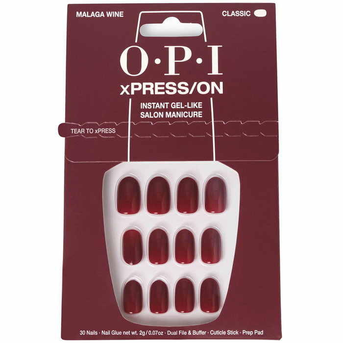 OPI xPRESS/ON Uñas Artificiales Tonos Icónicos Malaga Wine