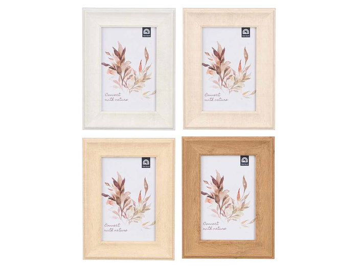 Giftdecor Portafotos Curva 10X15 Plástico, Madera y Vidrio Surtido Azul, Beige, Blanco, Marrón (Set de 24)