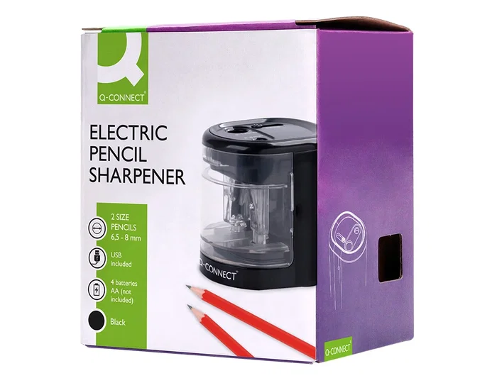 Q-connect Sacapuntas Eléctrico KF14568 Sobremesa Cable USB/4 Pilas AA Afila Diámetros 6-12mm Con Depósito Q-connect Sacapuntas Eléctrico KF14568 Sobremesa Cable USB/4 Pilas AA Afila Diámetros 6-12mm Con Depósito