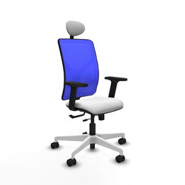 PIQUERAS Y CRESPO Silla de oficina Motilla con mecanismo Sincro/Traslack, Azul y Blanco
