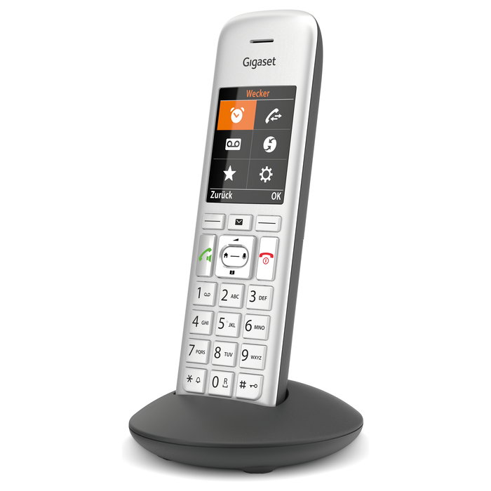 Gigaset CE575HX Teléfono DECT Inalámbrico con Contestador Automático, Altavoz, Pantalla TFT 2.2", Identificador de Llamadas, Lista 200 Contactos, Plata/Negro