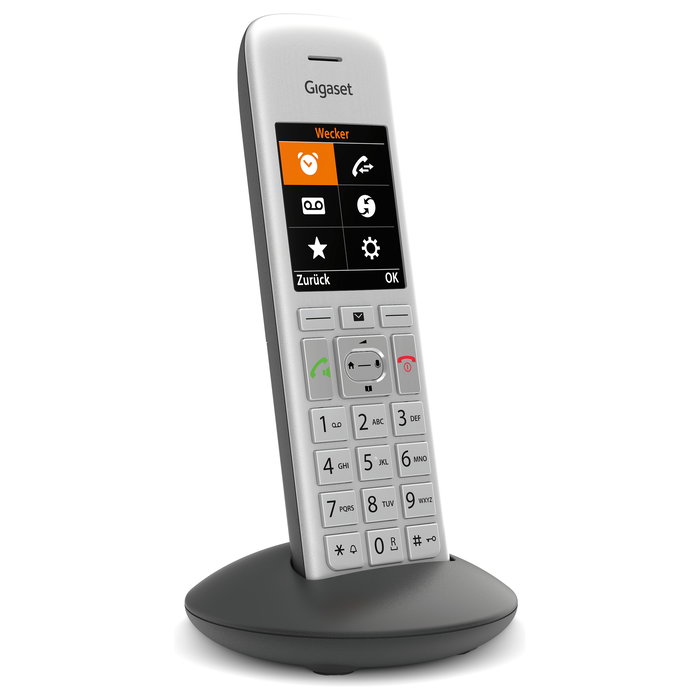 Gigaset CE575HX Teléfono DECT Inalámbrico con Contestador Automático, Altavoz, Pantalla TFT 2.2", Identificador de Llamadas, Lista 200 Contactos, Plata/Negro