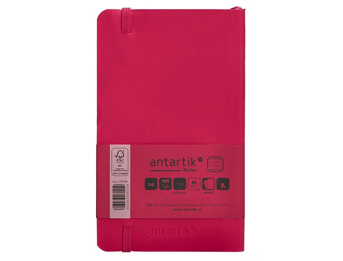 Antartik Cuaderno A6 Tapa Blanda Rayas Burdeos 100 Hojas 80gr FSC