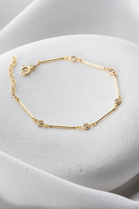 Heliophilia Silver NRZ1000237 Pulsera de Plata de Ley con Piedra de Circonio y Recubrimiento de Oro Color Oro