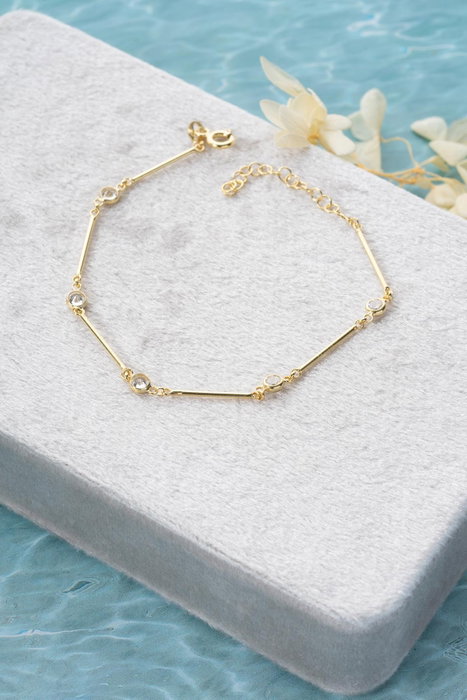 Heliophilia Silver NRZ1000237 Pulsera de Plata de Ley con Piedra de Circonio y Recubrimiento de Oro Color Oro