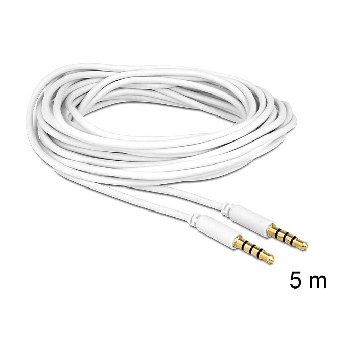 DeLOCK Cable de Audio 3,5 mm a 3,5 mm, 5 m, Blanco
