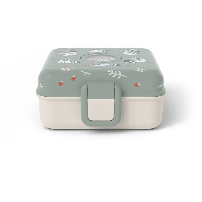 Monbento Caja de Sándwich para Niños con Cubiertos, Sin BPA, Diseño Mapache Snacky, Referencia AABYH66227
