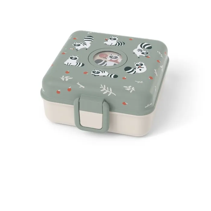 Monbento Caja de Sándwich para Niños con Cubiertos, Sin BPA, Diseño Mapache Snacky, Referencia AABYH66227