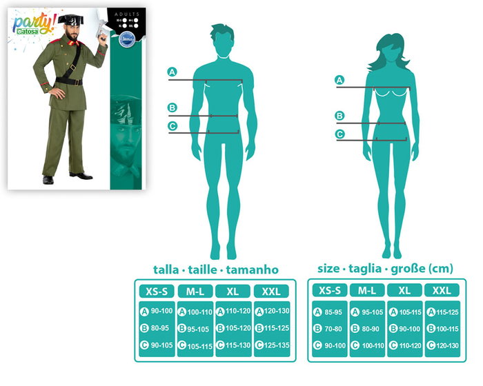 Disfraz de Guardia Civil para Hombre Adulto Tallas M y L, Verde Militar con Pantalón, Camisa, Sombrero y Cinturón de Poliéster