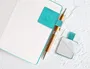Antartik Portabolígrafos Autoadhesivo Turquesa PU Elástico para Cuaderno hasta 15mm 40x40mm