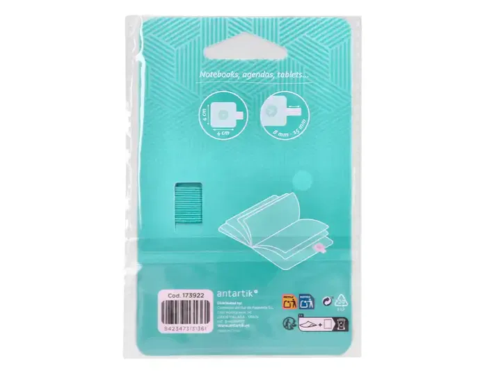 Antartik Portabolígrafos Autoadhesivo Turquesa PU Elástico para Cuaderno hasta 15mm 40x40mm Antartik Portabolígrafos Autoadhesivo Turquesa PU Elástico para Cuaderno hasta 15mm 40x40mm