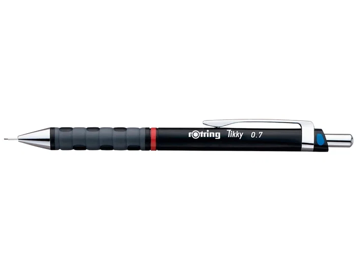 Rotring Portaminas Tikky 0.7mm Negro con Empuñadura de Goma para Comodidad y Precisión