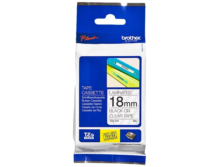 Brother TZe-141 Cinta laminada 18mm Negro sobre transparente