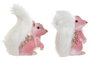 DKD Home Decor Set de 2 Figuras de Ardilla en Rosa y Blanco