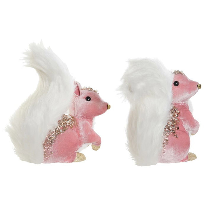 DKD Home Decor Figura Navidad Fantasia Rosa Blanco Espuma Poliester 11 x 22 x 20 cm (2 Unidades)