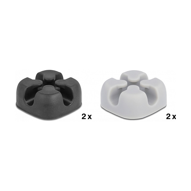 DeLOCK Sujetacables en forma de cruz autoadhesivos 4 piezas Negro/Gris