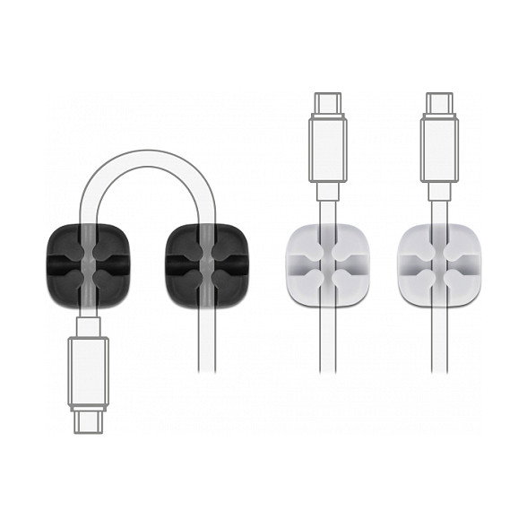 DeLOCK Sujetacables en forma de cruz autoadhesivos 4 piezas Negro/Gris