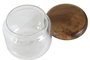 DKD Home Decor Set de 3 Botes de Cristal y Acacia de 300 ml