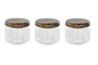 DKD Home Decor Set de 3 Botes de Cristal y Acacia de 300 ml