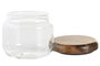 DKD Home Decor Set de 3 Botes de Cristal y Acacia de 300 ml