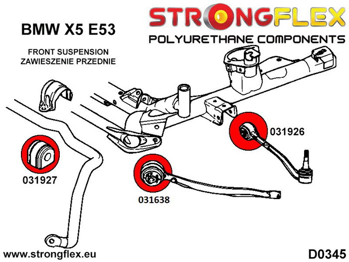 StrongFlex STF031926A Casquillo Trasero Sport para Suspensión Delantera