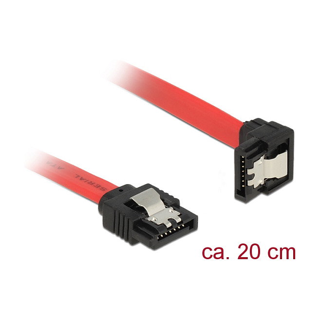 DeLOCK Cable SATA 6 Gb/s, 20 cm, Conector Derecho y Abajo, Macho/Macho, Negro y Rojo, Referencia 83977 DeLOCK Cable SATA 6 Gb/s, 20 cm, Conector Derecho y Abajo, Macho/Macho, Negro y Rojo, Referencia 83977