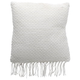 Home Deco Factory Cojín Blanco 40x40 cm con Flecos