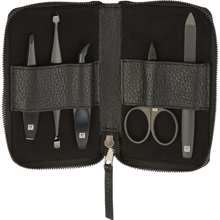 Zwilling Set de manicura de 5 piezas con estuche de cuero negro
