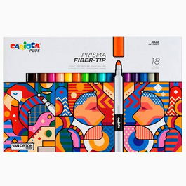 Carioca Rotuladores Plus Prisma, Caja 18 Ud, Colores Surtidos, Punta de Fibra de Calidad Superior, Tinta Super Intensa