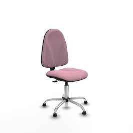 Silla de oficina Algarra con mecanismo Contacto permanente básico tapizada con Tela color Rosa. Equipada con Base cromada, Sin brazosy Topes