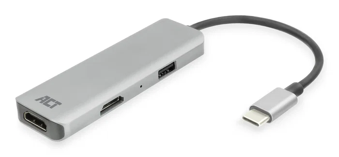 ACT Connectivity Adaptador USB-C a 2 HDMI 4K y USB-A AC7013 Gris y Negro ACT Connectivity Adaptador USB-C a 2 HDMI 4K y USB-A AC7013 Gris y Negro