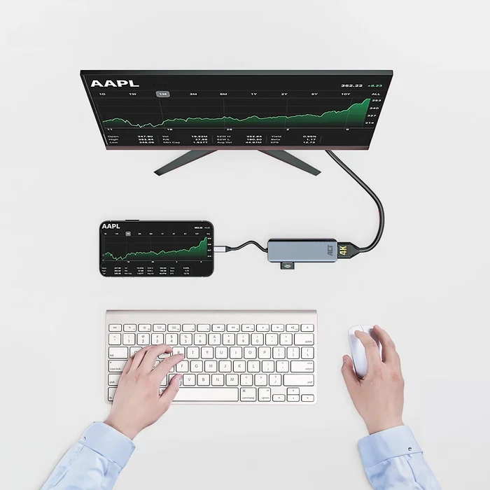 ACT Connectivity Adaptador USB-C a 2 HDMI 4K y USB-A AC7013 Gris y Negro ACT Connectivity Adaptador USB-C a 2 HDMI 4K y USB-A AC7013 Gris y Negro