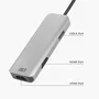 ACT Connectivity Adaptador USB-C a 2 HDMI 4K y USB-A AC7013 Gris y Negro