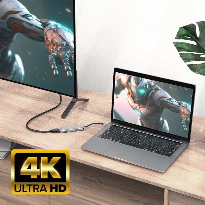 ACT Connectivity Adaptador USB-C a 2 HDMI 4K y USB-A AC7013 Gris y Negro ACT Connectivity Adaptador USB-C a 2 HDMI 4K y USB-A AC7013 Gris y Negro