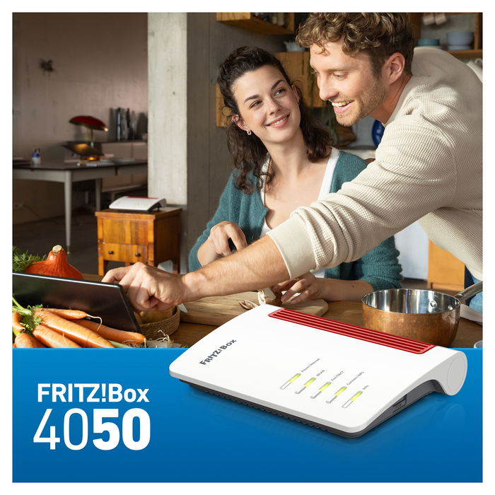 AVM Fritz!Box 4050 AX Router WiFi 6 con Banda 2.4 y 5 GHz para Fibra y ADSL/VDSL