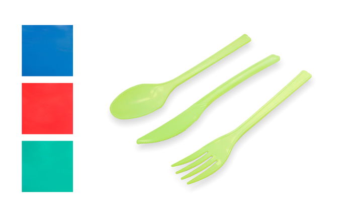 Algon Set 18 Cubiertos PP Colores 23 cm Largo x 6 cm Ancho x 6 cm Alto (24 Unidades)