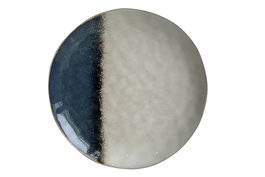 DKD Home Decor Plato Jewell modern 24 Gres Esmaltado Azul Blanco Hecho a mano 27.5 x 27.5 x 3 cm (6 Unidades) Moderno Horeca Apto Horno Microondas Lavavajillas