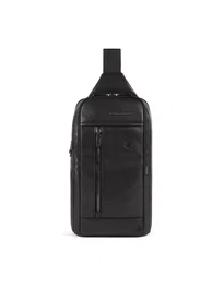 Piquadro Mochila de Cuero Monospalla Negro