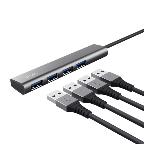 Trust Hub USB 3.2 Gen 1 HALYX con 4 Puertos USB-A para Ordenador, PC, Portátil