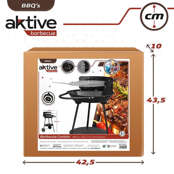 Aktive Barbacoa de Carbón Redonda 42x76.5 cm Aktive Barbacoa de Carbón Redonda 42x76.5 cm