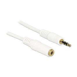 DeLOCK Cable de Extensión de Audio 3,5 mm Macho a Hembra 3 m - Blanco | 3 Pin