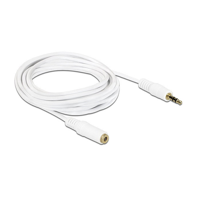 DeLOCK Cable de Extensión de Audio 3,5 mm Macho a Hembra 3 m - Blanco | 3 Pin