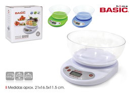 Basic Home Báscula Cocina Digital 5 Kg con Bol Color Blanco (6 Unidades)
