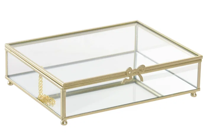 DKD Home Decor Joyero Metal y Cristal Lazos