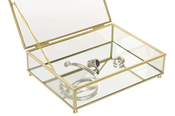 DKD Home Decor Joyero Metal y Cristal Lazos