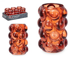Giftdecor Portavelas Bola Teja Cristal 8.4 x 12.5 x 8.4 cm (Set de 12)
